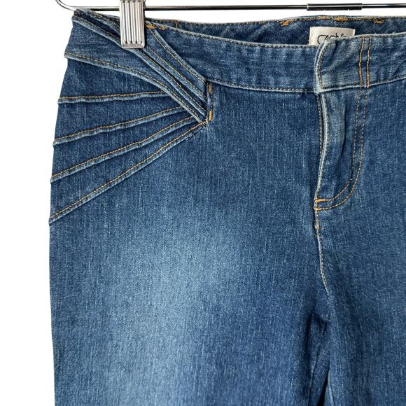 VTG Cache Jeans Y2K Low Rise Flare Pintuck Design Funky Clubwear‎ Medium Wash - Picture 7 of 13